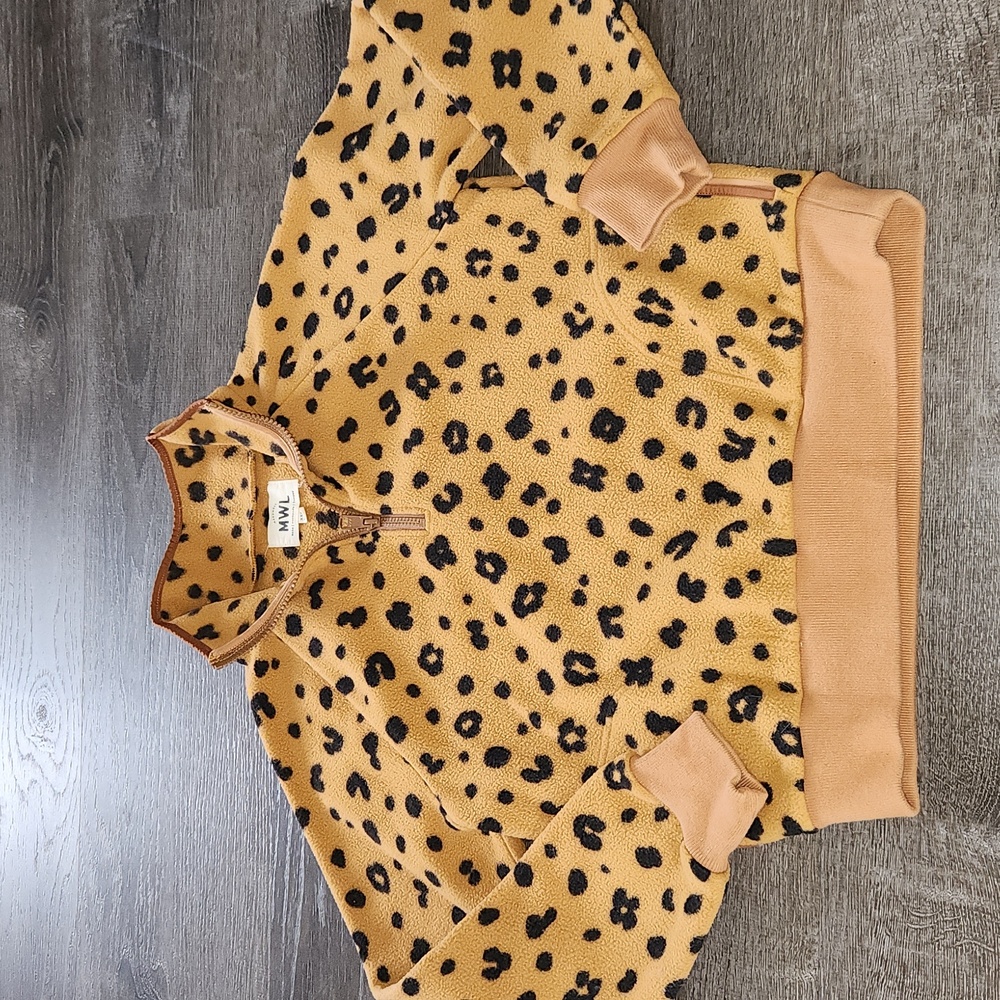 Madewell MWL Betterfleece half zip sweatshirt in Cheeta Print XXS
